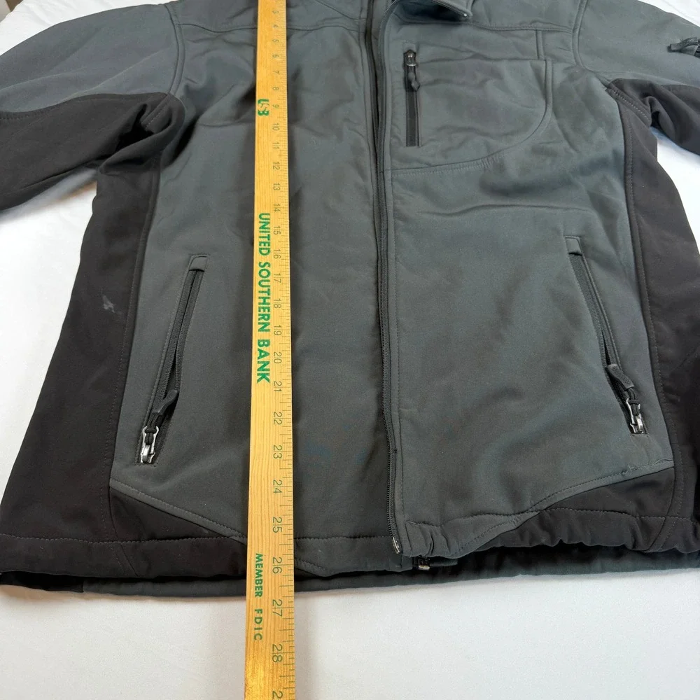 Free Country Mens Softshell Jacket Gray Black Water Resistant Fleece Lined M